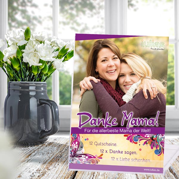 Gutscheinbox DANKE MAMA - 12 tolle Geschenkgutscheine für die beste Mutter 7 Geschenkbox für Mütter mit Gutscheinkarten
