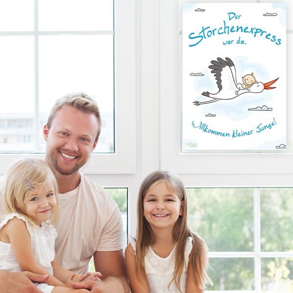 Willkommen Baby - Poster DIN A2 - Für Junge, Mädchen oder Zwillinge 2 Geschenkideen zur Geburt Willkommen zu Hause Baby