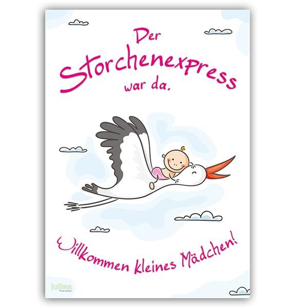Poster zur Geburt - MÄDCHEN - Willkommen Baby - Größe 42 x 59,4 cm 1 Poster Plakat zur Geburt Willkommen Baby Mädchen