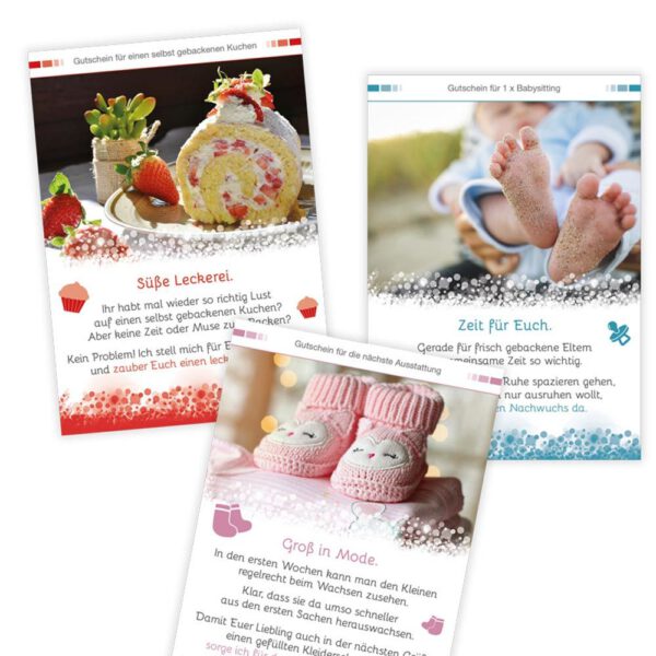Gutscheinbox "Zur Geburt!" - 12 Geschenkgutscheine zur Geburt für die Eltern 3 Gutscheinbox "Zur Geburt!" - 12 Geschenkgutscheine zur Geburt für die Eltern – Bild 3