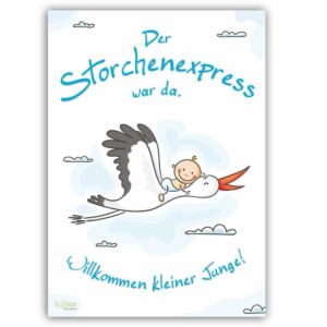 Willkommen Baby - Poster DIN A2 - Für Junge, Mädchen oder Zwillinge - Junge