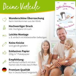 Poster zur Geburt - MÄDCHEN - Willkommen Baby - Größe 42 x 59,4 cm 11 Wunderschöne Überraschung beim Heimkommen aus der Klinik Poster zur Geburt