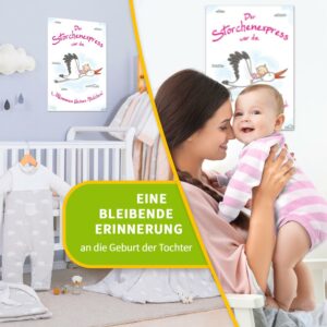 Poster zur Geburt - MÄDCHEN - Willkommen Baby - Größe 42 x 59,4 cm 10 Eine bleibende Erinnerung an die Geburt der Tochter mit dem Poster zur Geburt