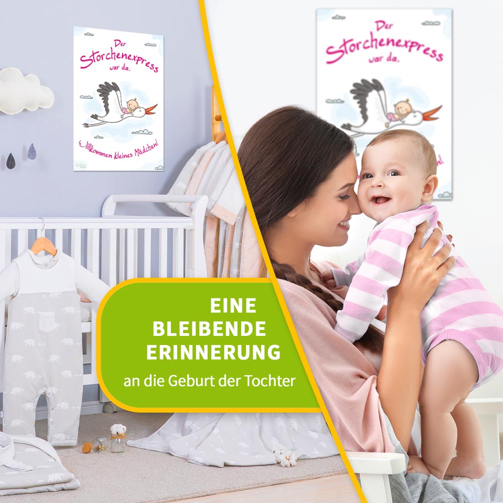 Poster zur Geburt - MÄDCHEN - Willkommen Baby - Größe 42 x 59,4 cm 4 Eine bleibende Erinnerung an die Geburt der Tochter mit dem Poster zur Geburt